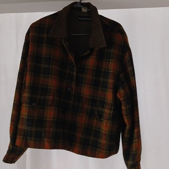 Bianca Nygard Wool Plaid Vintage Blazer Jacket Shoulder Pads Made in Canada - Picture 1 of 9